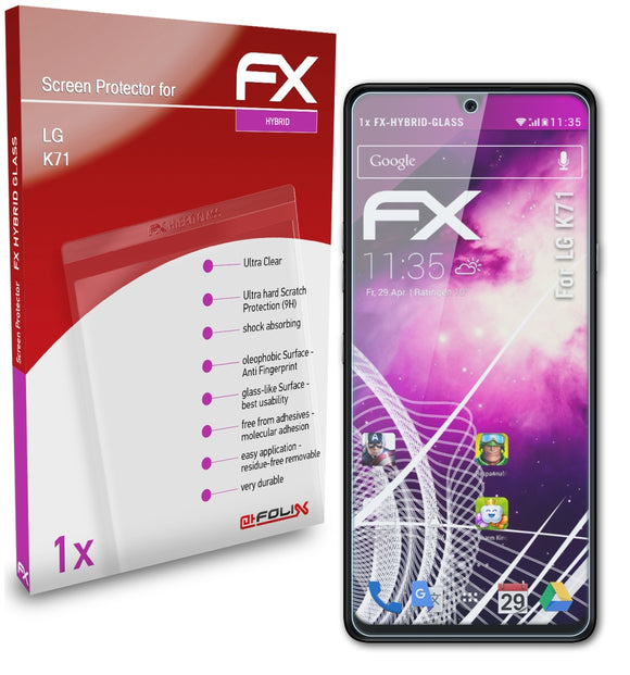 atFoliX FX-Hybrid-Glass Panzerglasfolie für LG K71