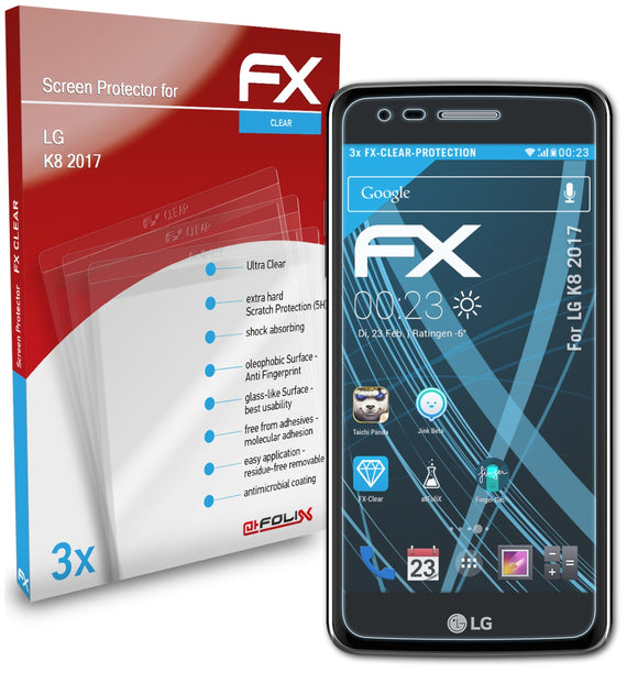 atFoliX FX-Clear Schutzfolie für LG K8 (2017)