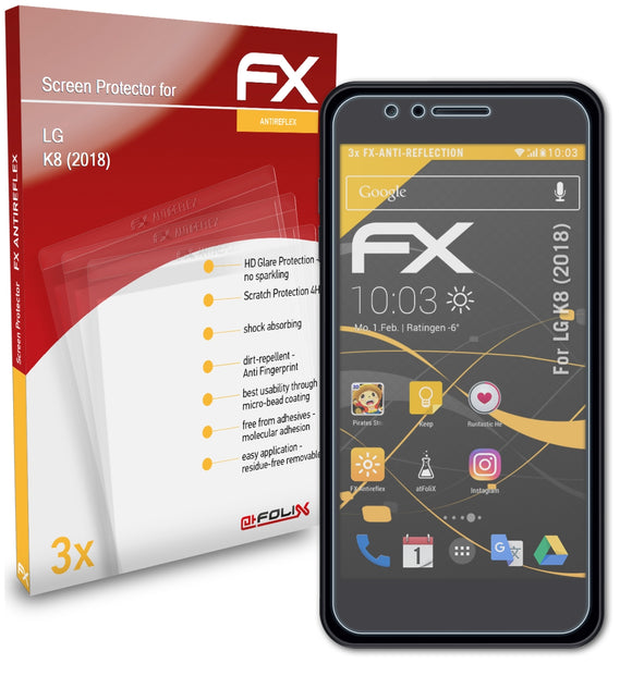 atFoliX FX-Antireflex Displayschutzfolie für LG K8 (2018)