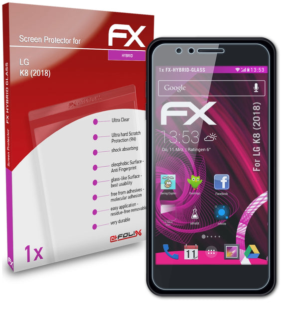 atFoliX FX-Hybrid-Glass Panzerglasfolie für LG K8 (2018)