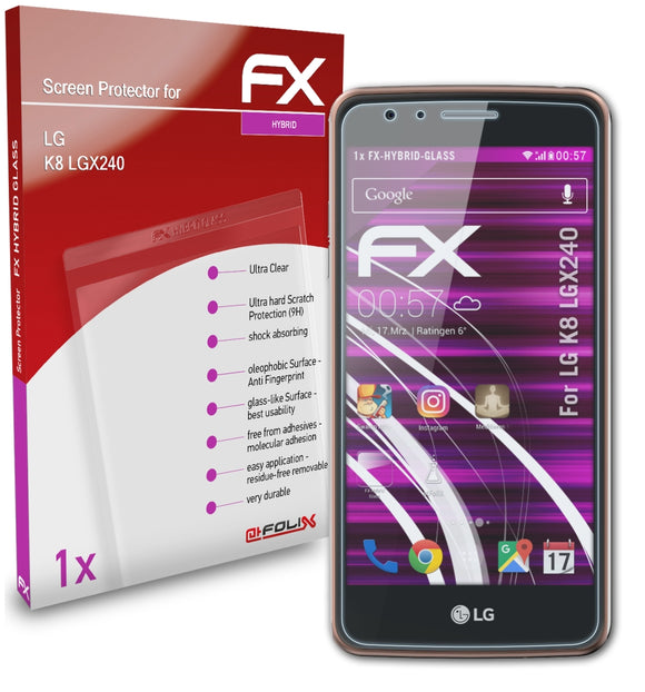 atFoliX FX-Hybrid-Glass Panzerglasfolie für LG K8 (LGX240)