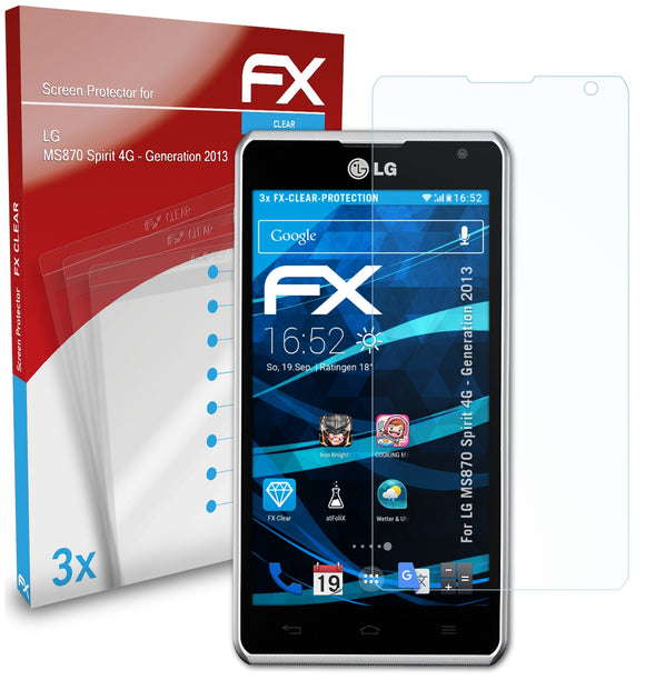 atFoliX FX-Clear Schutzfolie für LG MS870 (Spirit 4G - Generation 2013)