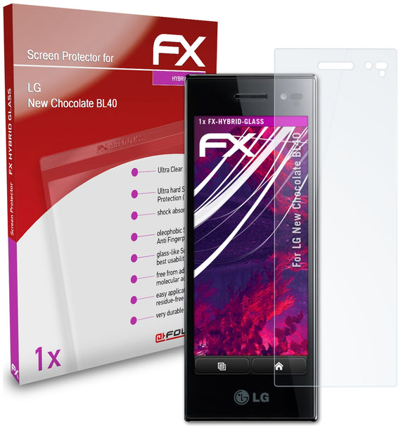 atFoliX FX-Hybrid-Glass Panzerglasfolie für LG New Chocolate (BL40)