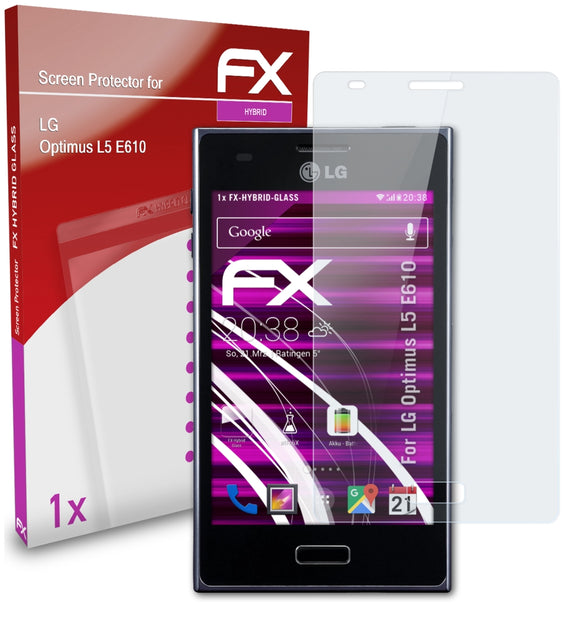 atFoliX FX-Hybrid-Glass Panzerglasfolie für LG Optimus L5 (E610)