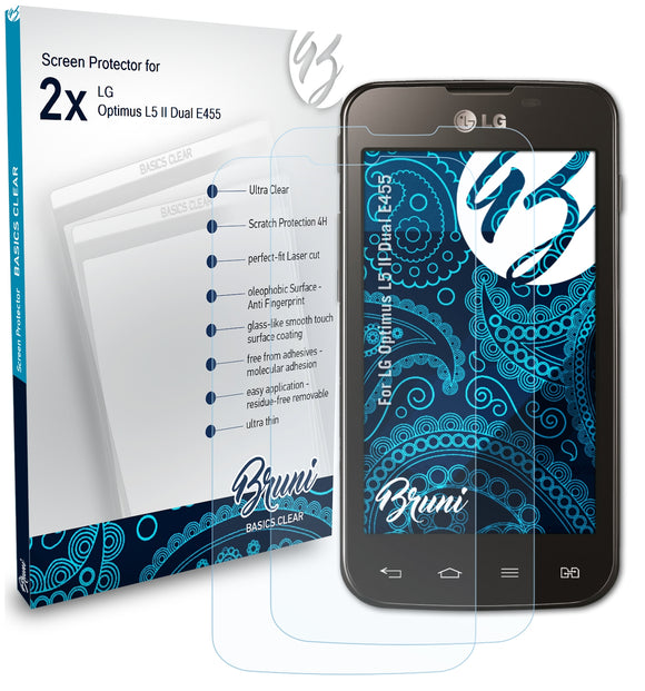 Bruni Basics-Clear Displayschutzfolie für LG Optimus L5 II Dual (E455)