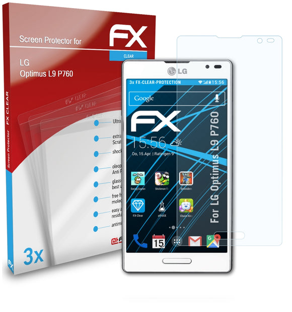 atFoliX FX-Clear Schutzfolie für LG Optimus L9 (P760)