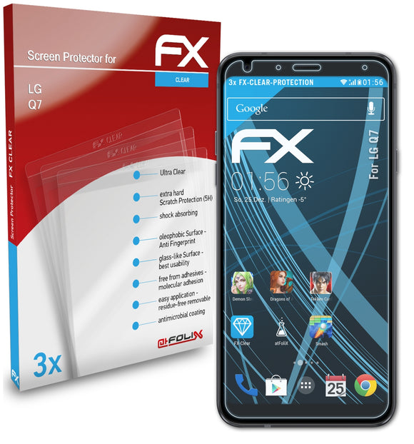atFoliX FX-Clear Schutzfolie für LG Q7