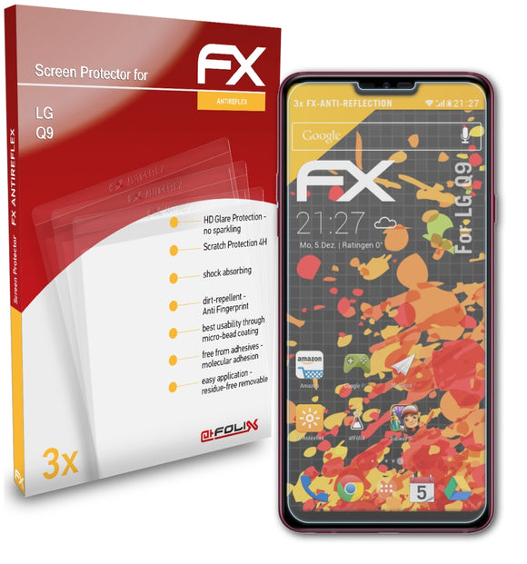 atFoliX FX-Antireflex Displayschutzfolie für LG Q9