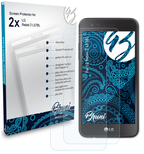 Bruni Basics-Clear Displayschutzfolie für LG Rebel 2 (L57BL)