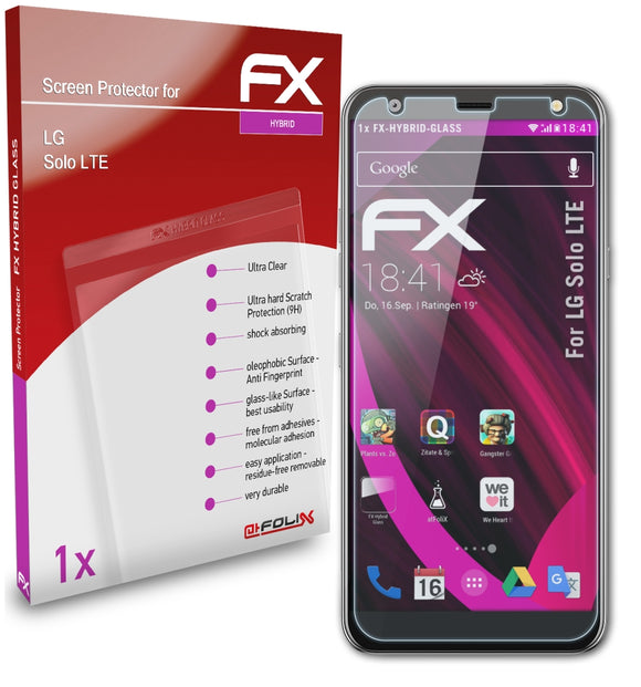 atFoliX FX-Hybrid-Glass Panzerglasfolie für LG Solo LTE