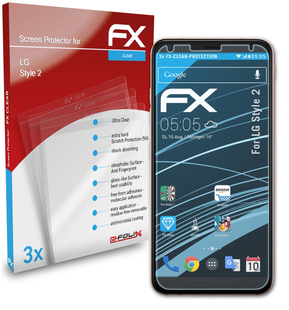 atFoliX FX-Clear Schutzfolie für LG Style 2