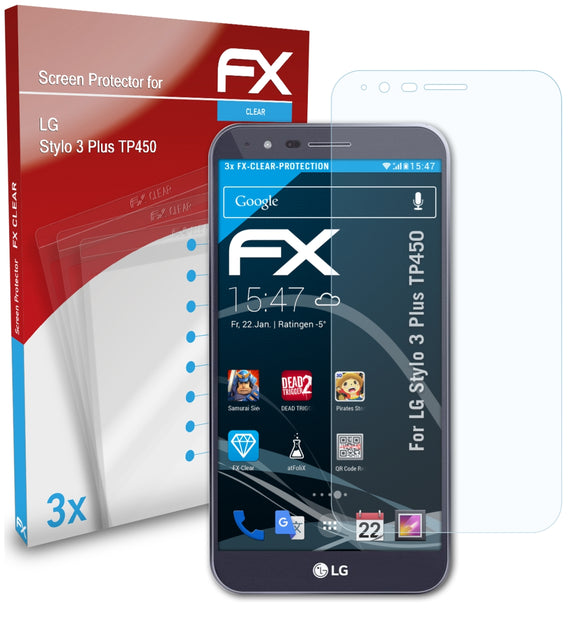atFoliX FX-Clear Schutzfolie für LG Stylo 3 Plus (TP450)