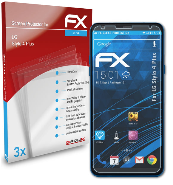 atFoliX FX-Clear Schutzfolie für LG Stylo 4 Plus