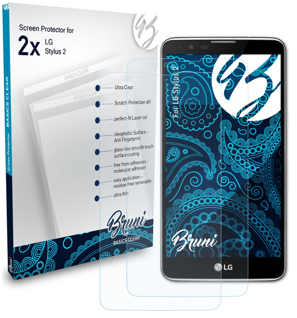 Bruni Basics-Clear Displayschutzfolie für LG Stylus 2