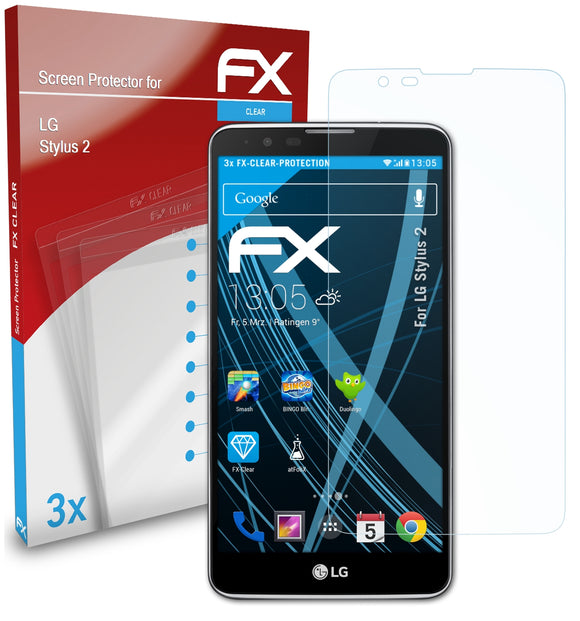 atFoliX FX-Clear Schutzfolie für LG Stylus 2