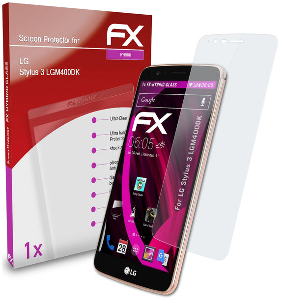 atFoliX FX-Hybrid-Glass Panzerglasfolie für LG Stylus 3 (LGM400DK)