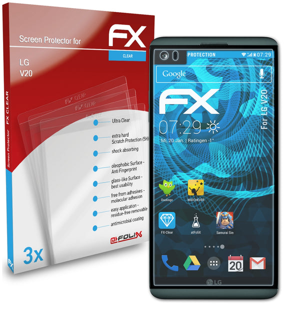 atFoliX FX-Clear Schutzfolie für LG V20