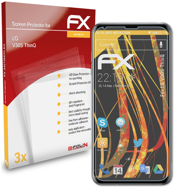 atFoliX FX-Antireflex Displayschutzfolie für LG V30S ThinQ