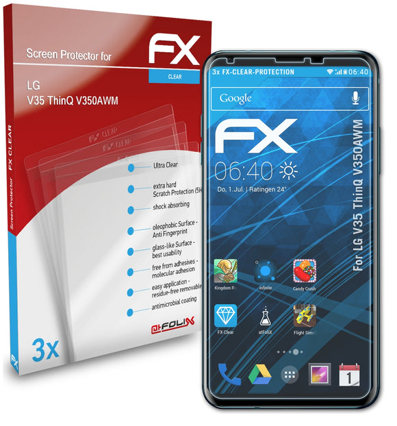 atFoliX FX-Clear Schutzfolie für LG V35 ThinQ (V350AWM)