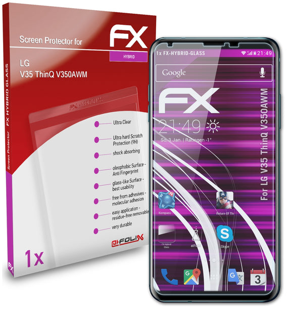 atFoliX FX-Hybrid-Glass Panzerglasfolie für LG V35 ThinQ (V350AWM)