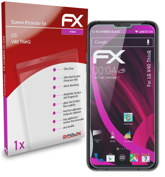 atFoliX FX-Hybrid-Glass Panzerglasfolie für LG V40 ThinQ