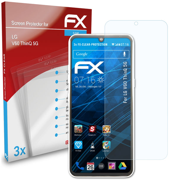 atFoliX FX-Clear Schutzfolie für LG V60 ThinQ 5G