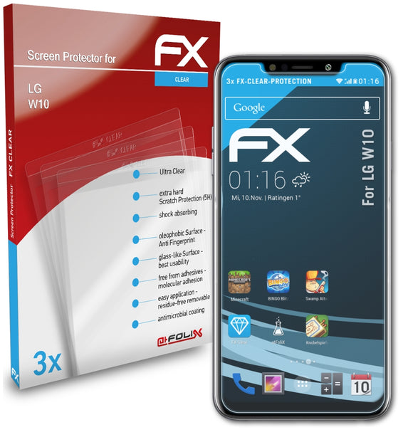 atFoliX FX-Clear Schutzfolie für LG W10