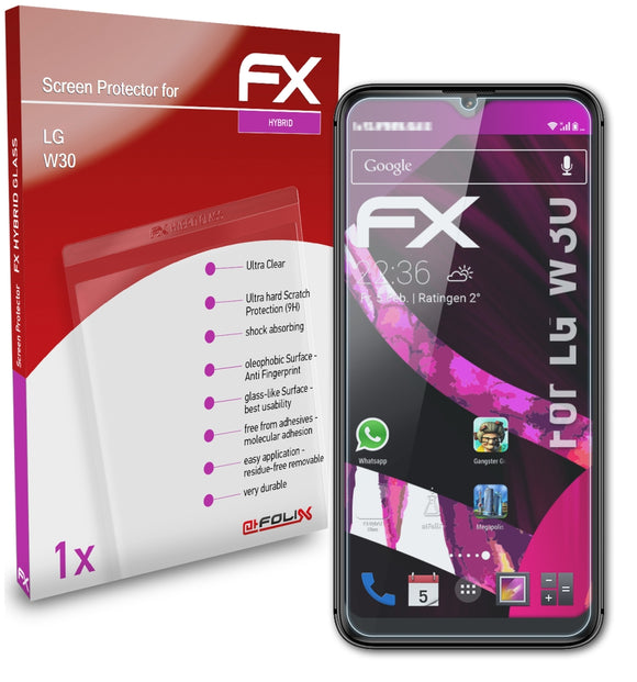 atFoliX FX-Hybrid-Glass Panzerglasfolie für LG W30