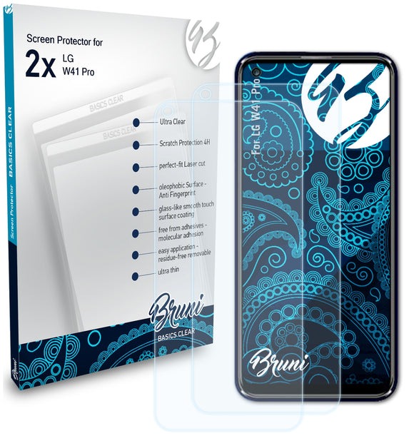 Bruni Basics-Clear Displayschutzfolie für LG W41 Pro