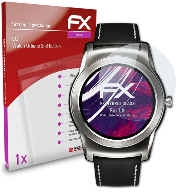 atFoliX FX-Hybrid-Glass Panzerglasfolie für LG Watch Urbane 2nd Edition