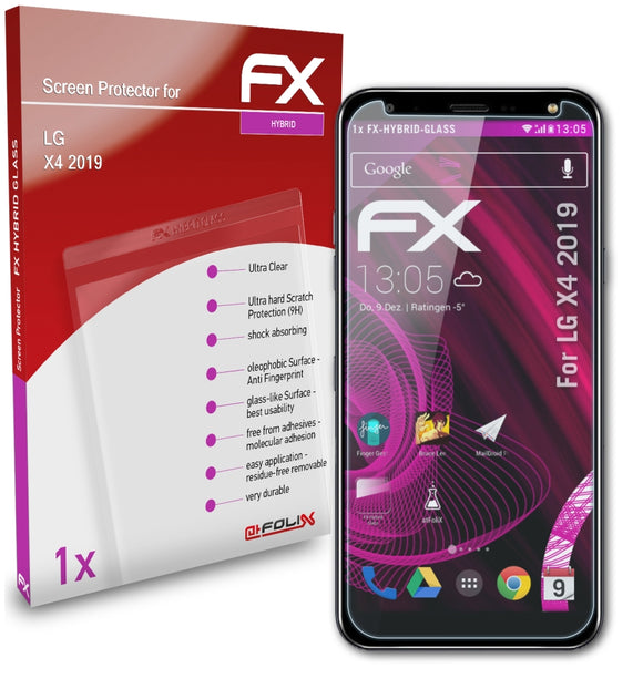 atFoliX FX-Hybrid-Glass Panzerglasfolie für LG X4 2019