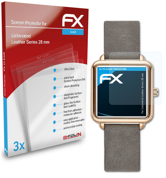 atFoliX FX-Clear Schutzfolie für Liebeskind Leather Series (28 mm)