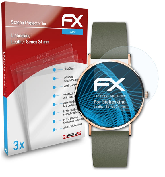atFoliX FX-Clear Schutzfolie für Liebeskind Leather Series (34 mm)