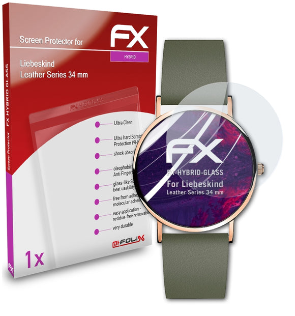 atFoliX FX-Hybrid-Glass Panzerglasfolie für Liebeskind Leather Series (34 mm)