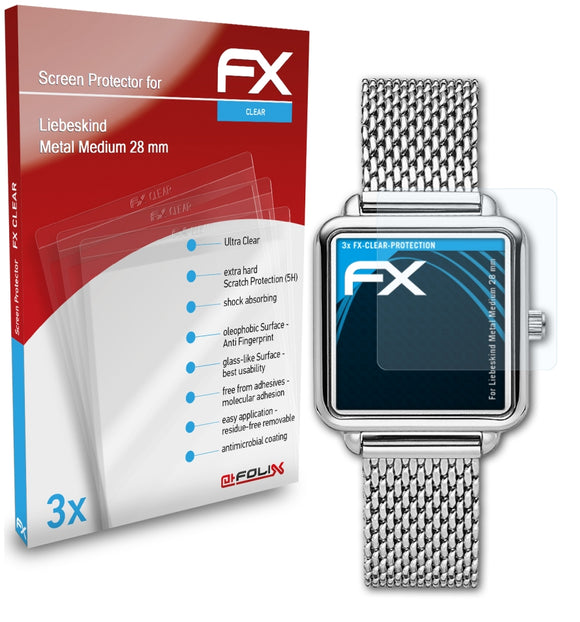 atFoliX FX-Clear Schutzfolie für Liebeskind Metal Medium (28 mm)