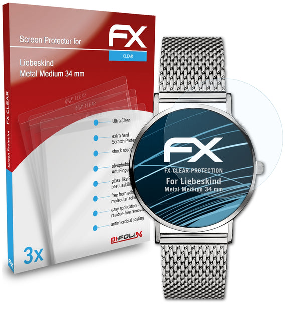 atFoliX FX-Clear Schutzfolie für Liebeskind Metal Medium (34 mm)