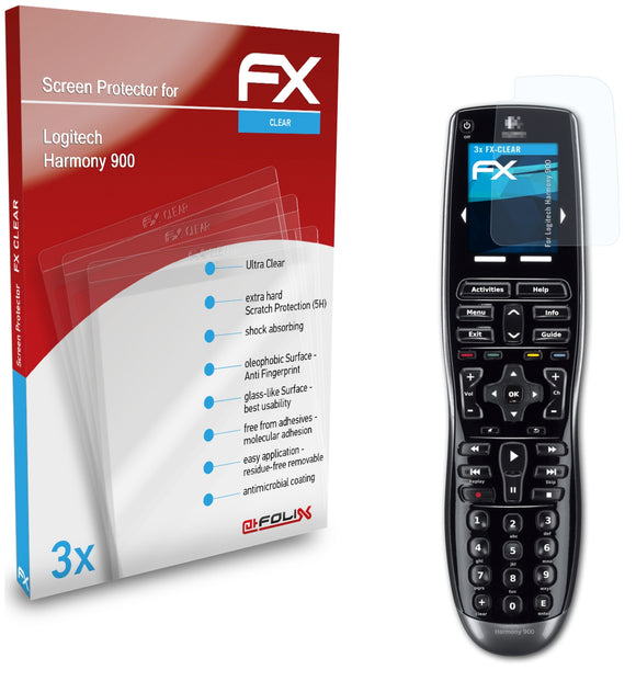 atFoliX FX-Clear Schutzfolie für Logitech Harmony 900