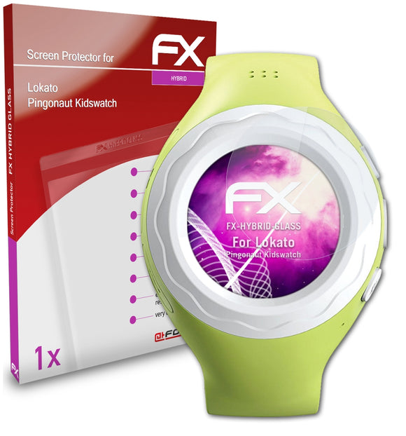 atFoliX FX-Hybrid-Glass Panzerglasfolie für Lokato Pingonaut Kidswatch
