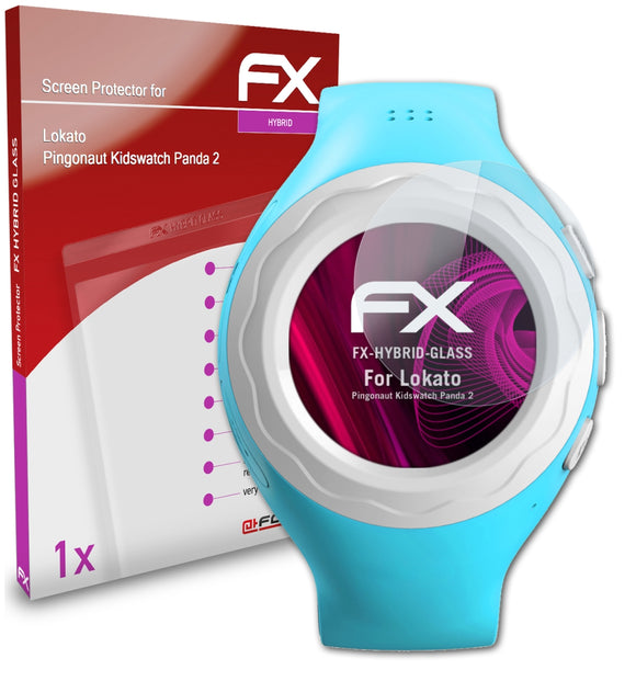 atFoliX FX-Hybrid-Glass Panzerglasfolie für Lokato Pingonaut Kidswatch Panda 2
