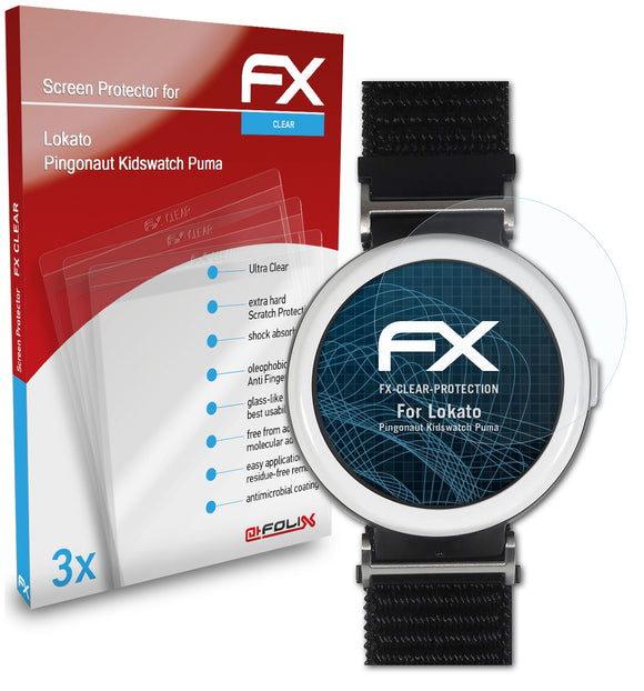 atFoliX FX-Clear Schutzfolie für Lokato Pingonaut Kidswatch Puma