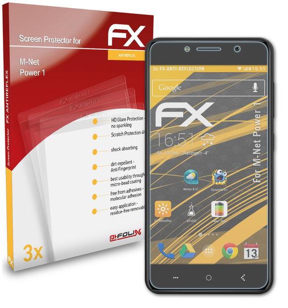 atFoliX FX-Antireflex Displayschutzfolie für M-Net Power 1