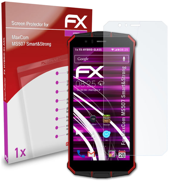 atFoliX FX-Hybrid-Glass Panzerglasfolie für MaxCom MS507 Smart&Strong