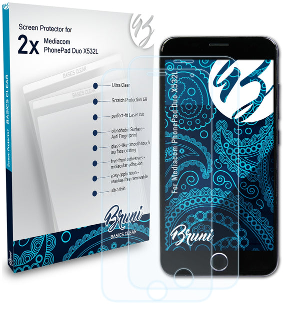 Bruni Basics-Clear Displayschutzfolie für Mediacom PhonePad Duo X532L