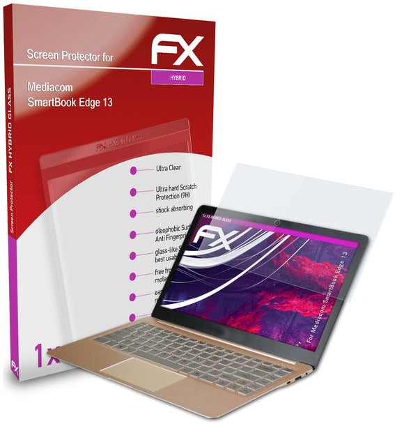atFoliX FX-Hybrid-Glass Panzerglasfolie für Mediacom SmartBook Edge 13