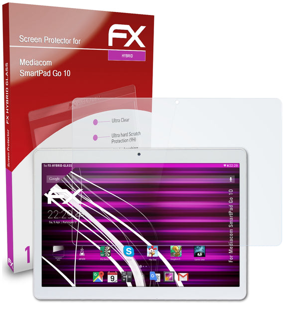 atFoliX FX-Hybrid-Glass Panzerglasfolie für Mediacom SmartPad Go 10