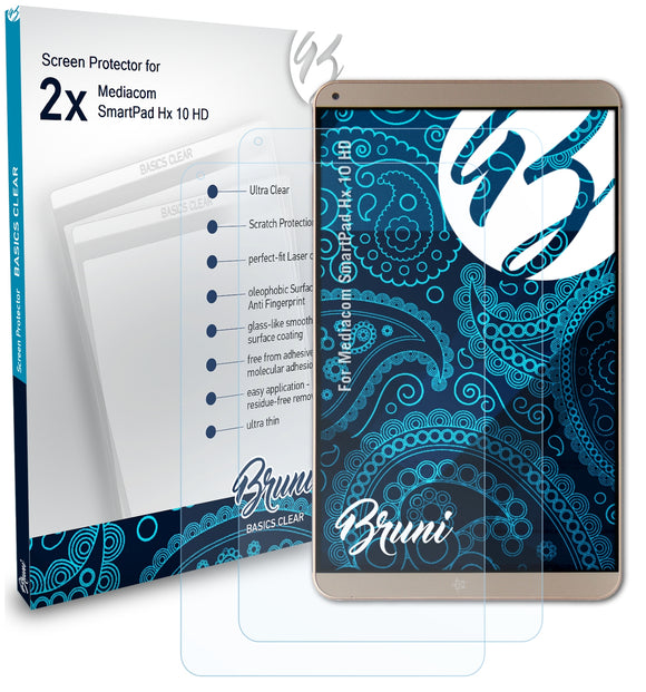Bruni Basics-Clear Displayschutzfolie für Mediacom SmartPad Hx 10 HD