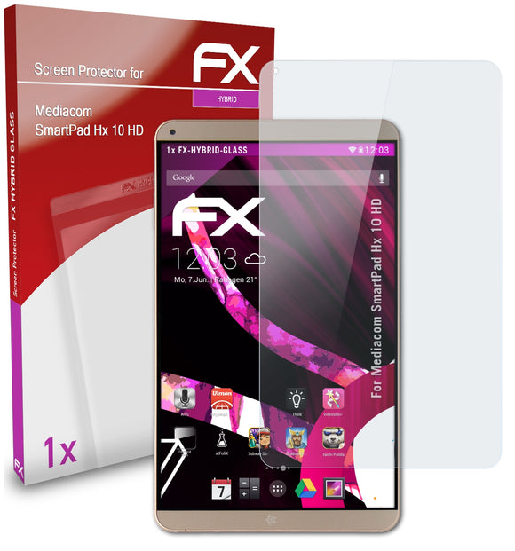 atFoliX FX-Hybrid-Glass Panzerglasfolie für Mediacom SmartPad Hx 10 HD