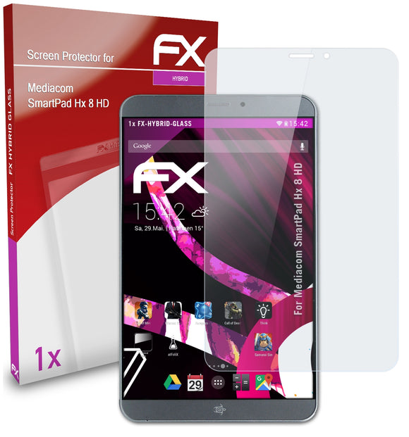 atFoliX FX-Hybrid-Glass Panzerglasfolie für Mediacom SmartPad Hx 8 HD
