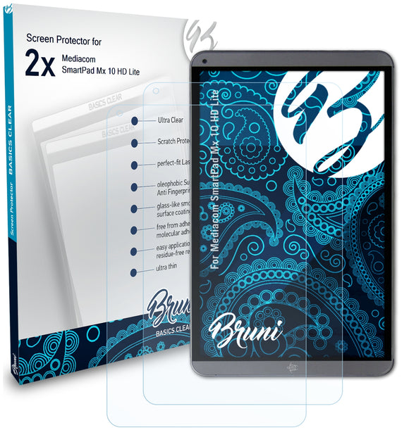 Bruni Basics-Clear Displayschutzfolie für Mediacom SmartPad Mx 10 HD Lite