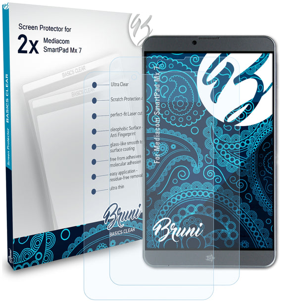 Bruni Basics-Clear Displayschutzfolie für Mediacom SmartPad Mx 7